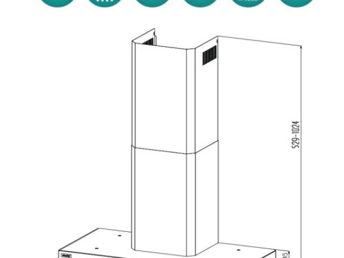 Ảnh kích thước lắp đặt máy hút mùi áp tường chữ T Grandx GX H70T65