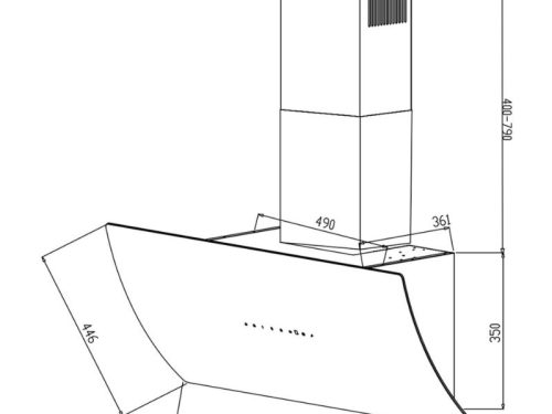 Ảnh kích thước lắp đặt máy hút mùi vát tự động mở cửa ( BLDC) GX H70F87B