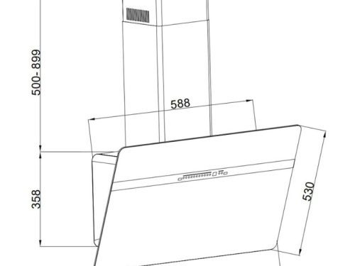Ảnh kích thước lắp đặt máy hút mùi vát (BLDC) GX H70S86B