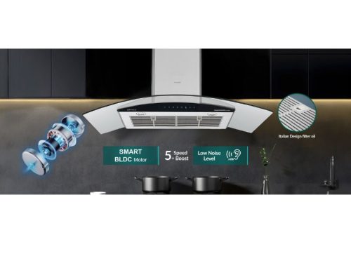 Ảnh thực tế máy hút mùi kính cong áp tường ( BLDC motor) Grandx GX H70C62