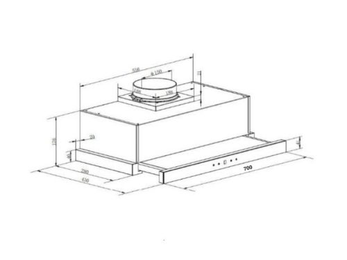 Ảnh kích thước lắp đặt máy hút mùi âm tủ ( BLDC motor) Grandx GX H70F72G