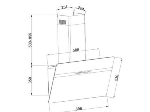 Ảnh kích thước lắp đặt máy hút mùi áp tường Grandx GX H90S86G