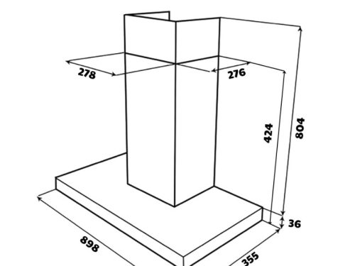 Ảnh kích thước lắp đặt máy hút mùi áp tường chữ T ( BLDC) Grandx GX H90T78B