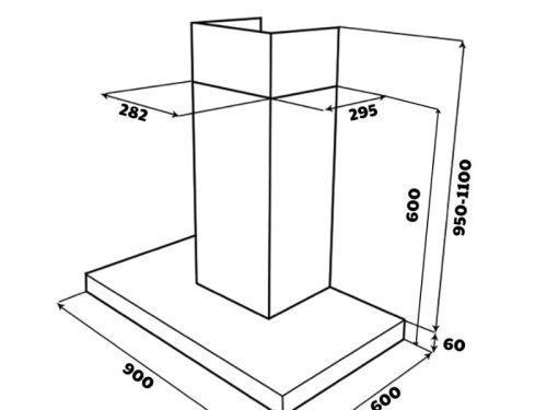 Ảnh kích thước lắp đặt máy hút mùi treo đảo (BLDC motor) GX H90IL89