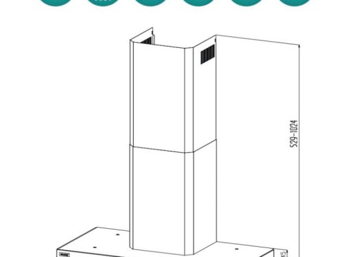 Ảnh kích thước lắp đặt máy hút mùi áp tường chữ T Grandx GX H90T65