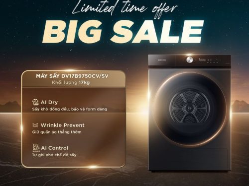 Mấy Sấy Bơm Nhiệt Inverter Samsung 17 Kg DV17B9750CV/SV