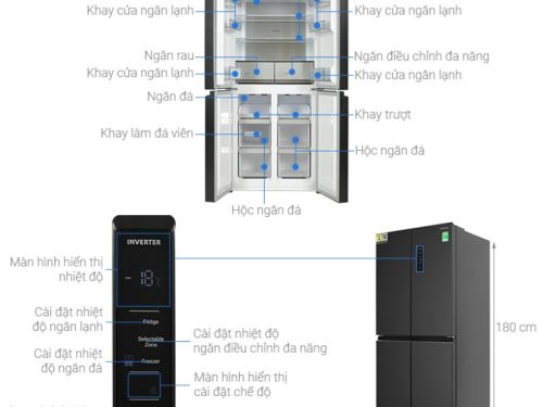 chi tiet tu lanh 4 canh side by side 466 lit hitachi hr4n7522dsdxvn
