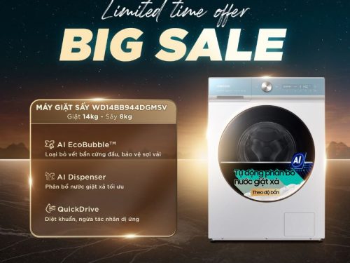 Máy Giặt Sấy Samsung Inverter Giặt 14 Kg - Sấy 8 Kg WD14BB944DGMSV