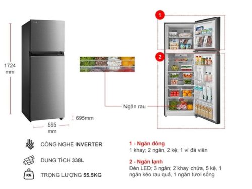 kich thuoc tu lanh 2 canh inverter 338 lit toshiba gr rt468we pmv58 mm