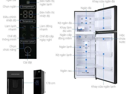 kich thuoc tu lanh 2 canh ngan da tren inverter 347 lit aqua aqr t389fa wgb
