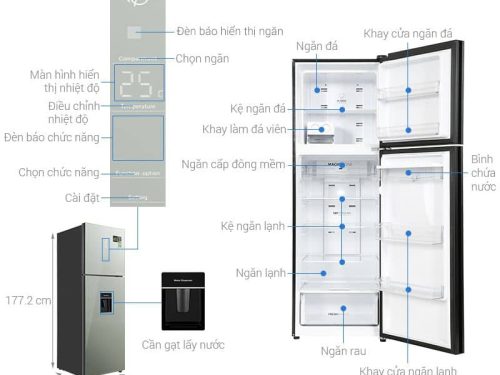 kich thuoc tu lanh 2 canh ngan da tren inverter 347 lit aqua aqr t390fa wgm