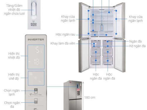 kich thuoc tu lanh 4 canh multi doors inverter 401 lit sharp sj fxp480vg ch