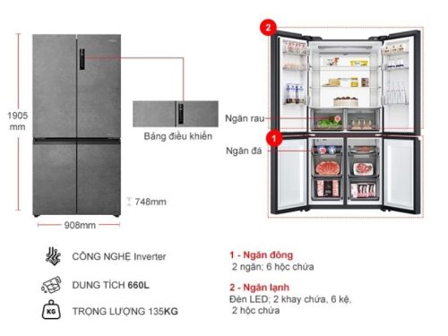 kich thuoc tu lanh 4 canh multi doors inverter 660 lit aqua aqr m727xagsu1