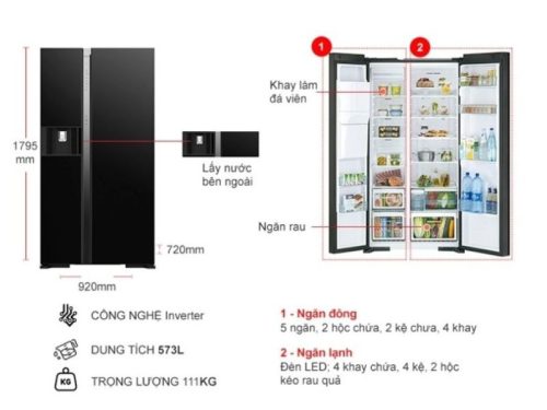 kich thuoc tu lanh hitachi inverter 573 lit r sx800gpgv0 gbk