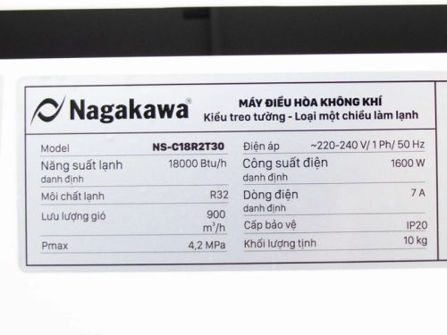 thong tin dieu hoa 1 chieu nagakawa ns c18r2t30 b52