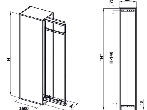 kich thuoc tu do kho canh keo dolce 400mm hafele 548.65.005