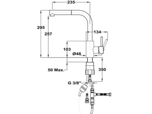 Vòi rửa Teka Sink faucet pull out ARK 938 23938120CN 3 kich thuoc voi rua teka sink faucet pull out ark 938 23938120cn