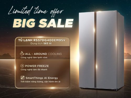 Tủ lạnh 2 cánh side by side Inverter 583 Lít Samsung RS57DG400EM9SV