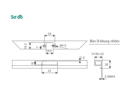 Bản lề GrandX Capella cho cửa nhôm XC.A107C2 4 so do ban le grandx capella cho cua nhom xc a107c2