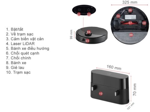 size robot hut bui lau nha roborock q10vf