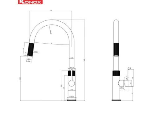 Ảnh thông số kỹ thuật vòi rửa bát dây rút Lasi Orange